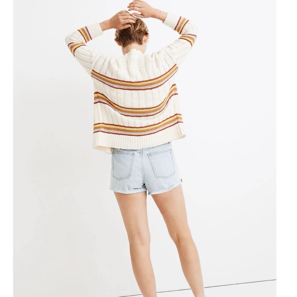 Madewell Striped Diaz Open Cardigan Sweater XS Cream - Picture 2 of 13